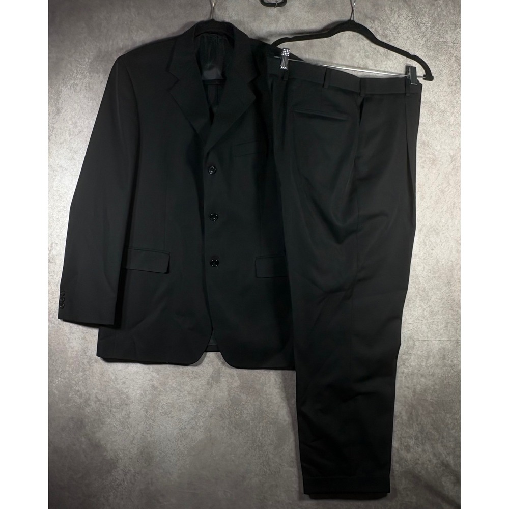 Alexandre London Suit Mens 42R Black 2-Piece Savile Row Trevira Blend Formal